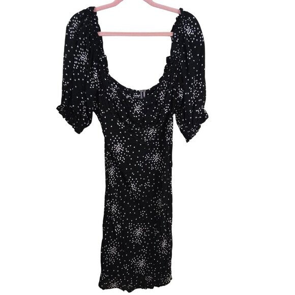 Anthropologie NWT Juliette Knee Length Dress Black White Heart Starburts Size Lp - Picture 2 of 14